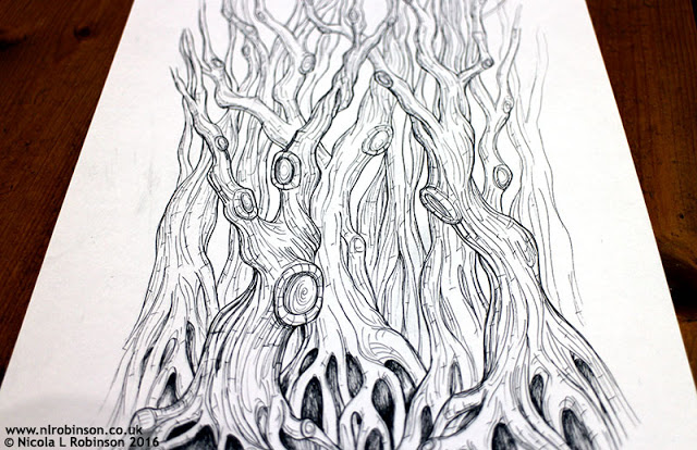 inky trees illustration © Nicola L Robinson. All rights reserved. www.nlrobinson.co.uk